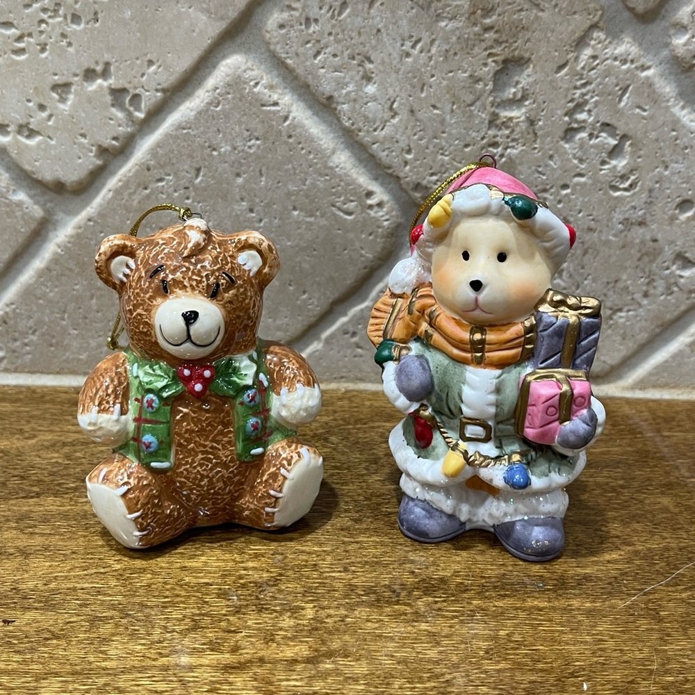 Vintage Christmas bear ornaments